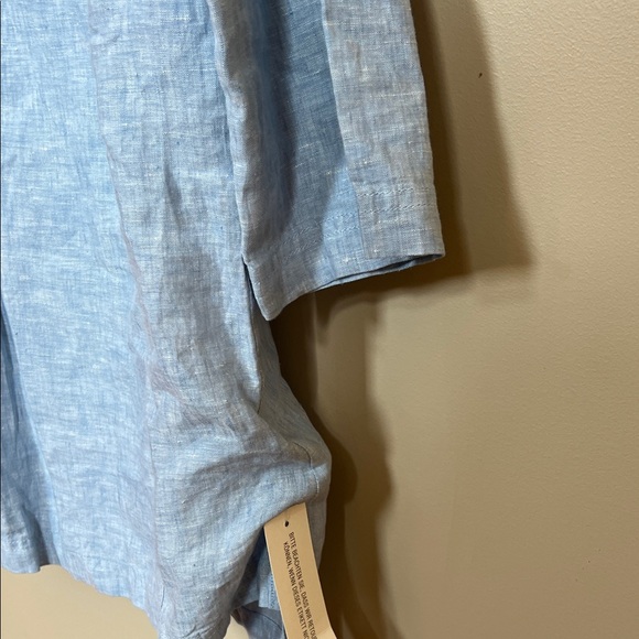 Poetry Sky Blue 100% Linen Shirt - Picture 3 of 6
